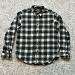 Eddie Bauer LS Flannel - Medium - EUC! - Green/White